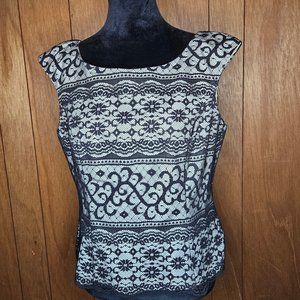 Gorgeous Vintage Hampton Niles Black Lace Top With Zipper Size L